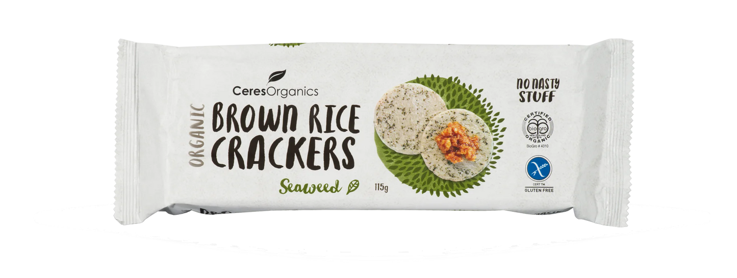 Ceres Organic Brown Rice Crackers Seaweed 115g