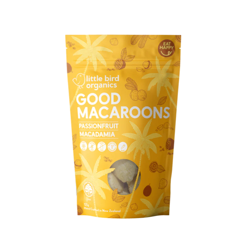 Little Bird Organics Good Macaroons Passionfruit & Macadamia 125g