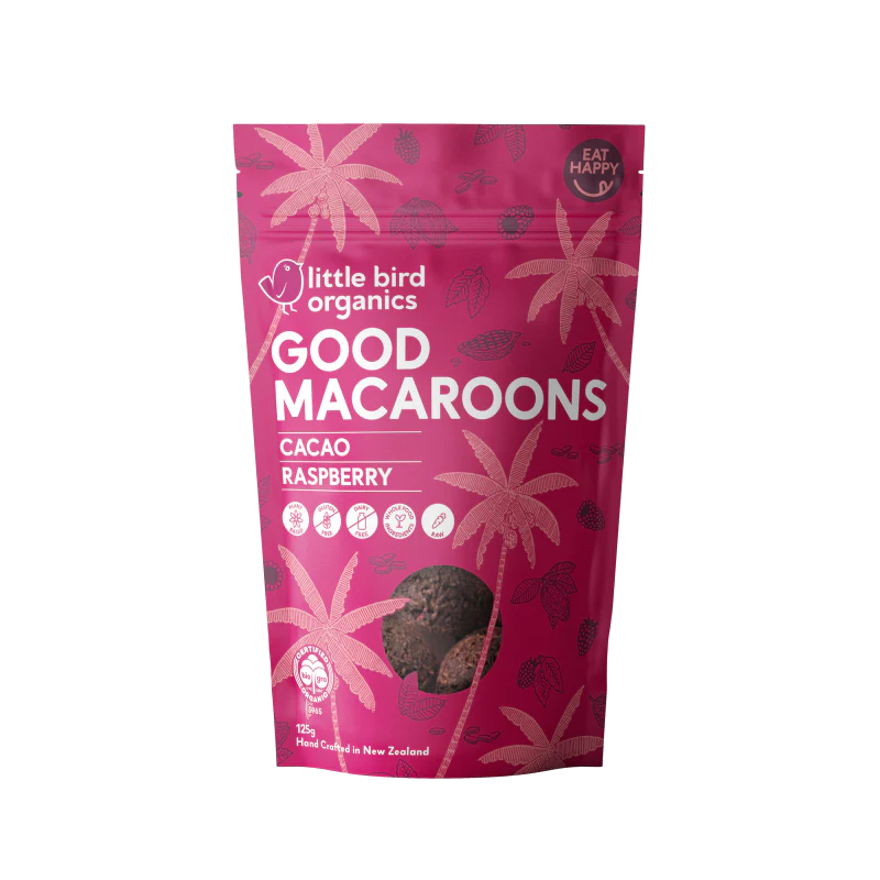 Little Bird Organics Good Macaroons Cacao & Raspberry 125g