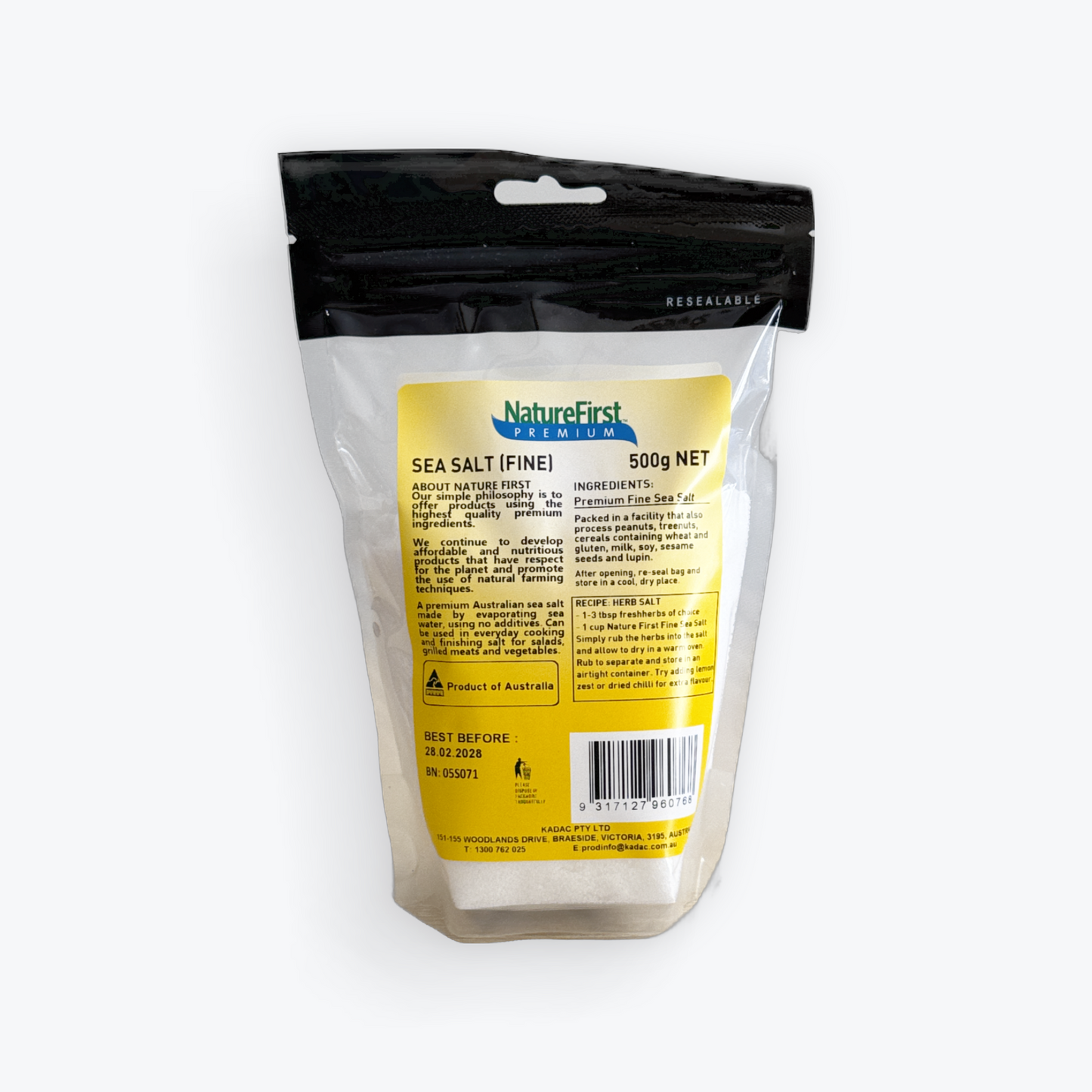 Nature First Australian Fine Sea Salt 500g