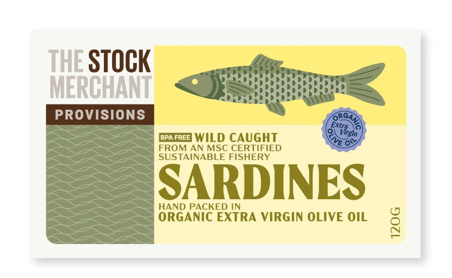 The Stock Merchant Sardines in Organic Extra Virgin Olive Oil 120g