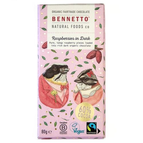 Bennetto Organic Raspberry Dark Chocolate 80g