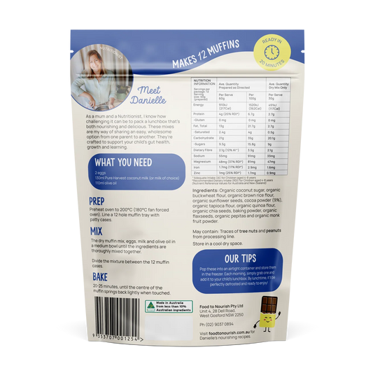 Food to Nourish Lunchbox Baking Mix Chocolate Muffin 360g