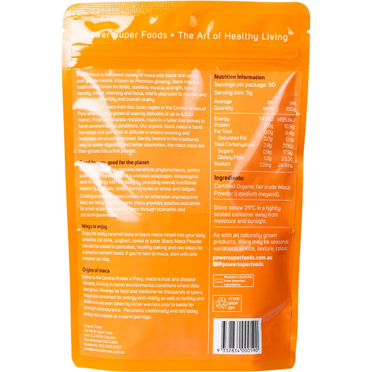 Power Super Foods Black Maca Powder Certified Organic 250g
