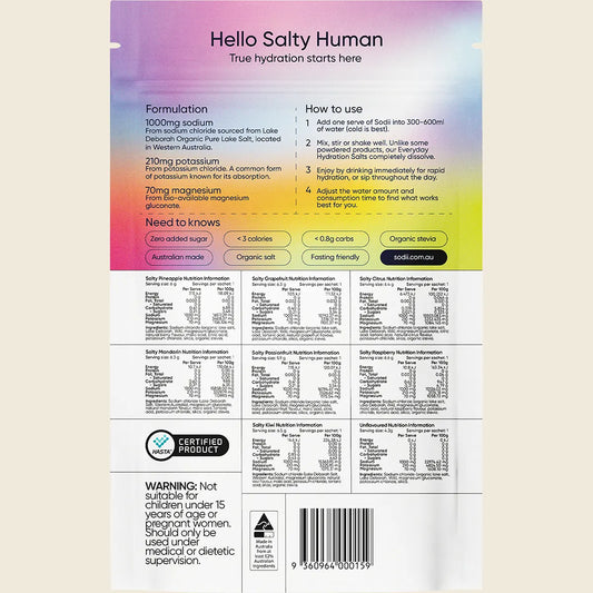 Sodii Everyday Hydration Salts Mixed Flavour 8 Pack