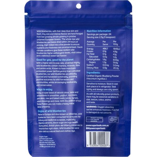 Power Super Foods Wild Blueberry Powder Organic 60g