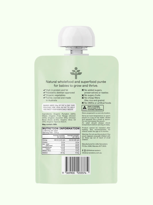 Little Harvesters Puree Pouch Free Range Chicken & Zucchini 120g