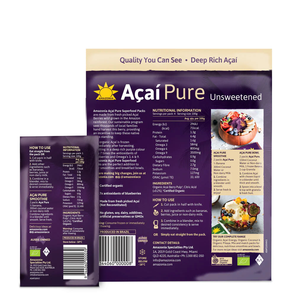 Amazonia Organic Acai Pure Unsweetened 400g
