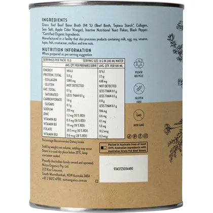 Nutra Organics Beef Bone Broth Hearty Original 125g