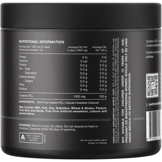 Switch Nutrition Creatine 100% Pure HCL 90 Caps