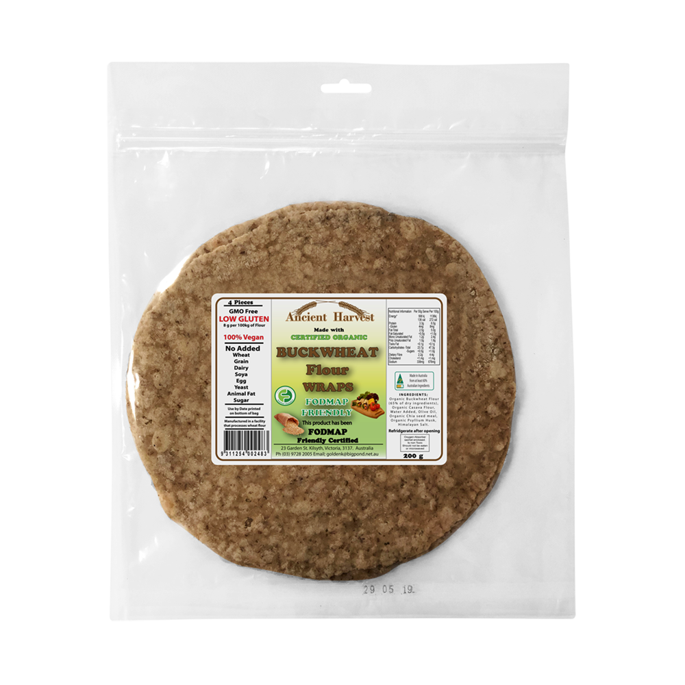 Ancient Harvest Organic Buckwheat Flour FODMAP Friendly Wraps 200g