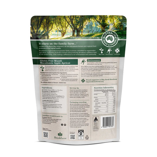 Brookfarm Gluten Free Muesli Macadamia, Apple & Apricot 350g