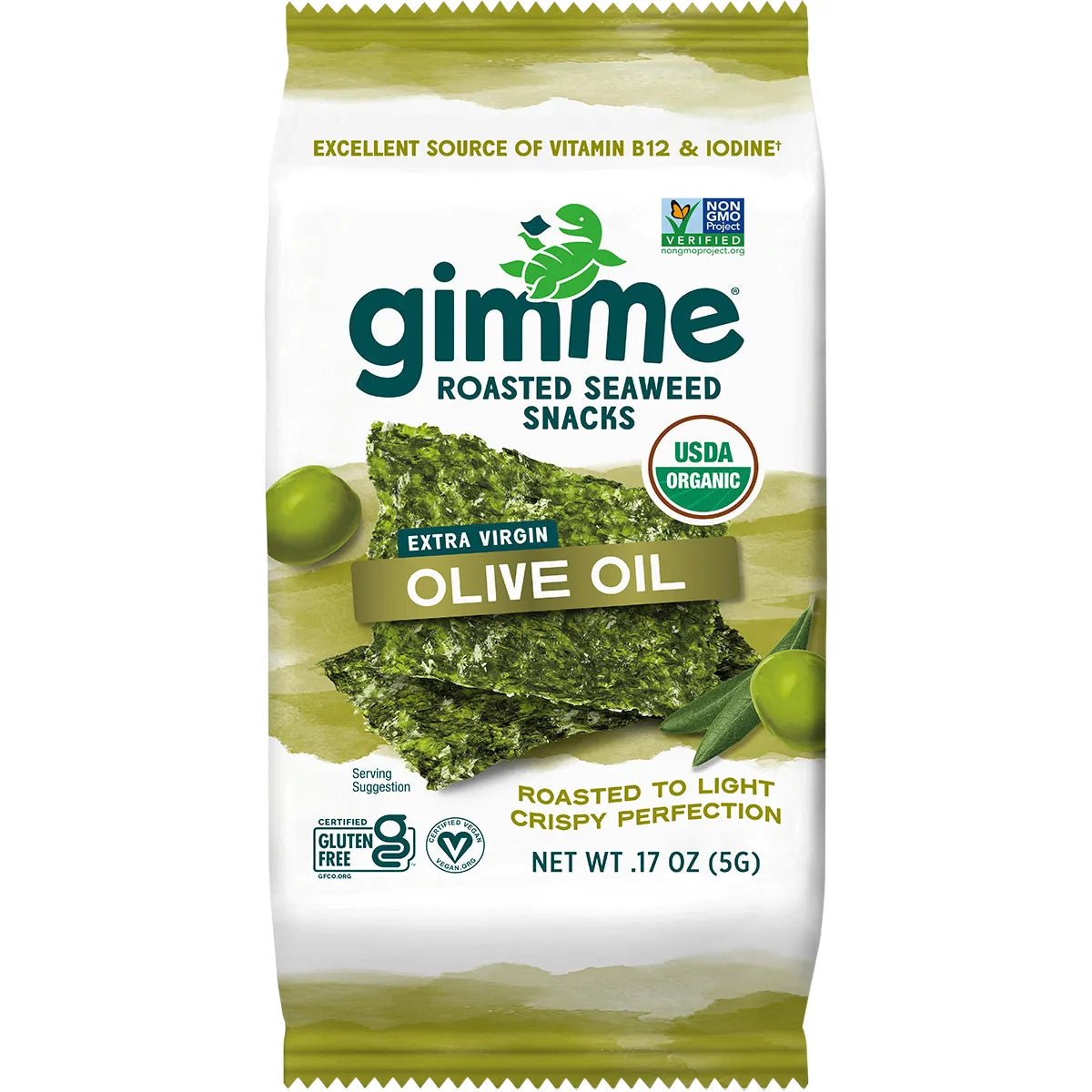 GIMME Roasted Seaweed Snacks Extra Virgin Olive Oil 6x5g