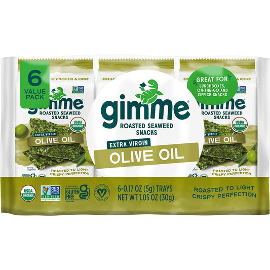 GIMME Roasted Seaweed Snacks Extra Virgin Olive Oil 6x5g