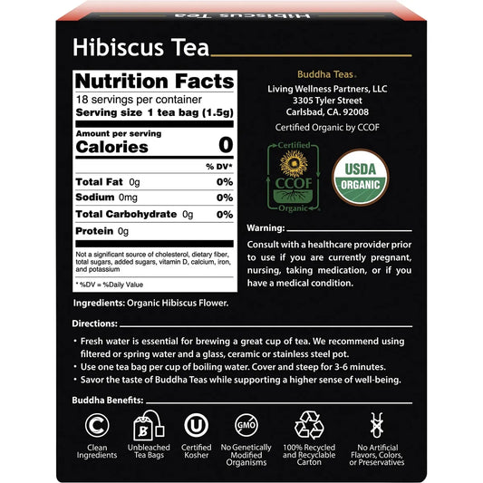 Buddha Teas Organic Hibiscus Tea 18 Bags 27g