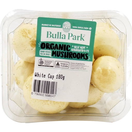 Mushrooms White Cup Certified Organic (Per Tray)