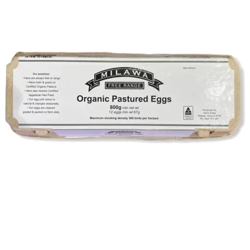 Milawa Free Range Organic Pastured Eggs 800g