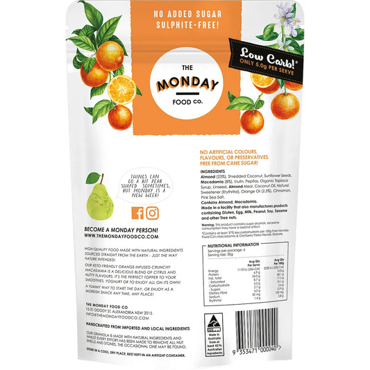 The Monday Food Co. Keto Gourmet Granola Orange Infused Crunchy Macadamia 300g