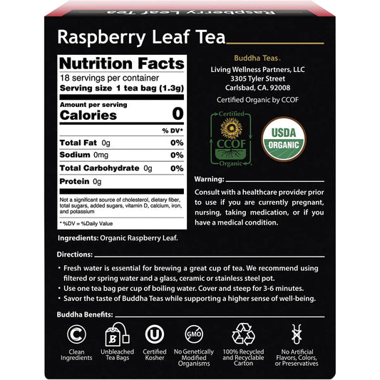 Buddha Teas Organic Raspberry Leaf Tea 18 Bags