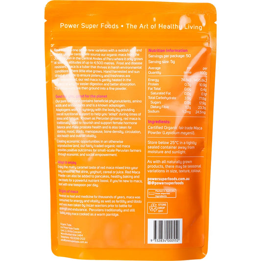 Power Super Foods Red Maca Powder Certified Organic 250g