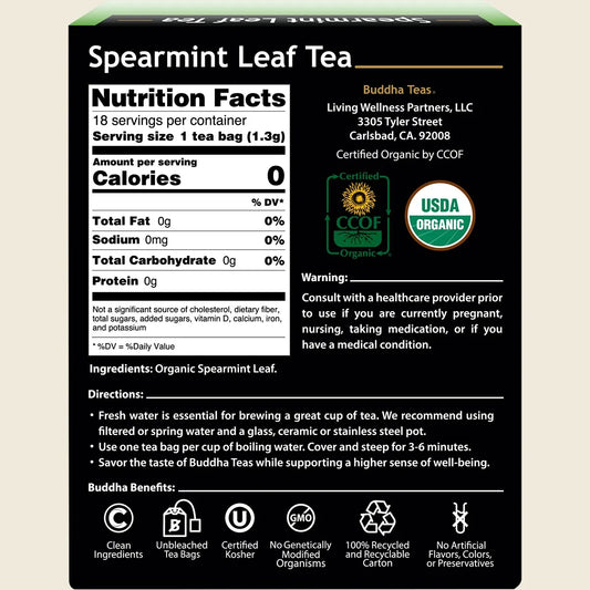 Buddha Teas Organic Spearmint Leaf Tea 18 Bags