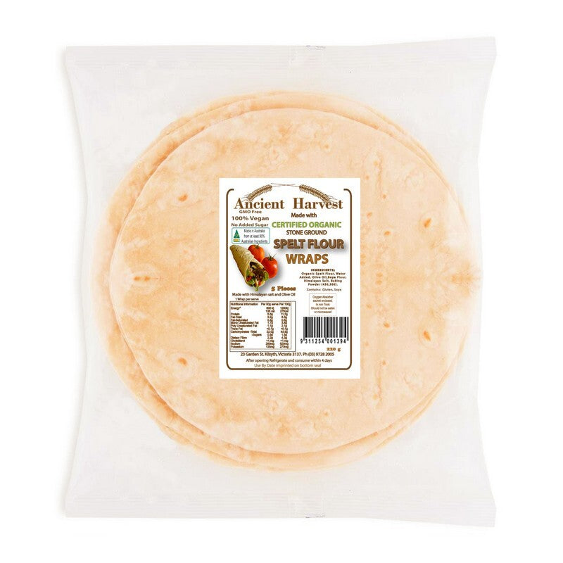 Ancient Harvest Organic Stoneground Spelt Flour Wraps 220g