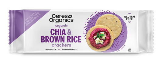 Ceres Organic Brown Rice Crackers Chia 115g
