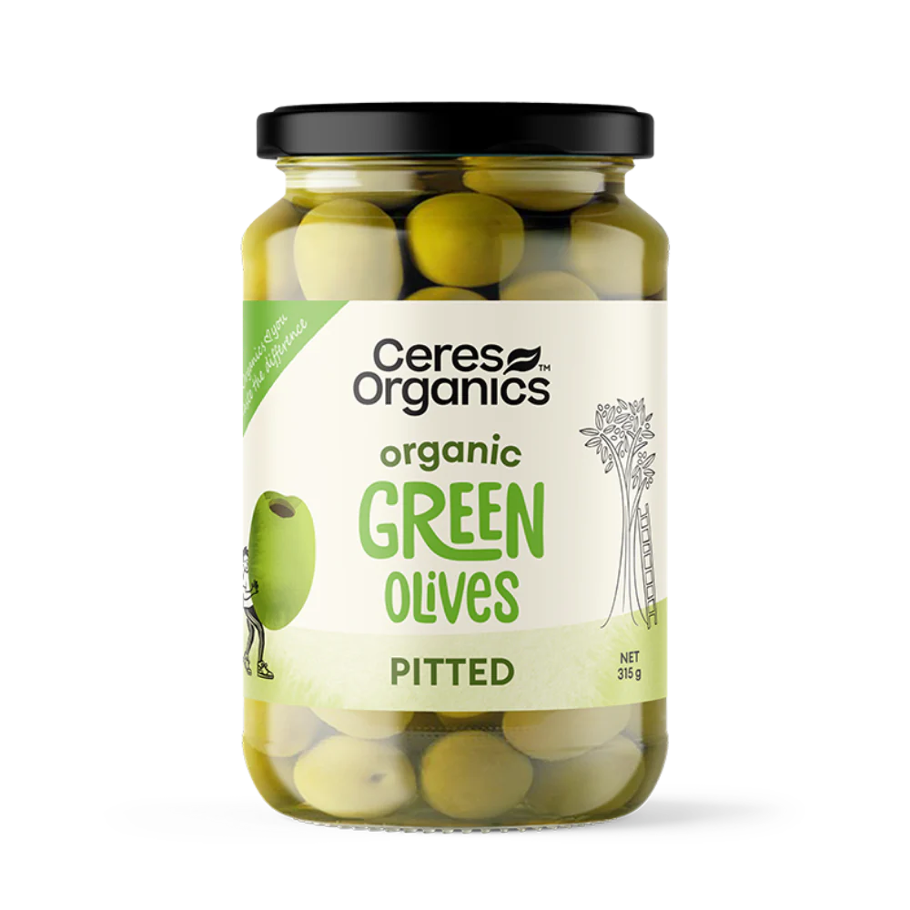 Ceres Organic Green Olives Pitted 320g