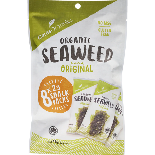 Ceres Organic Roasted Seaweed Multipack Nori Snack Original 8x2g