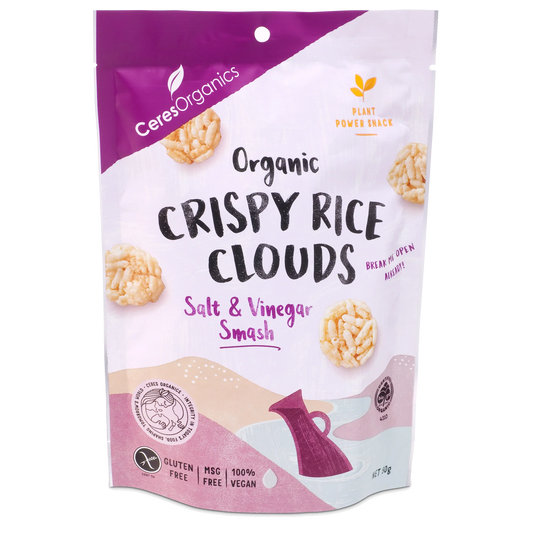 Ceres Organic Crispy Rice Clouds Salt & Vinegar 50g