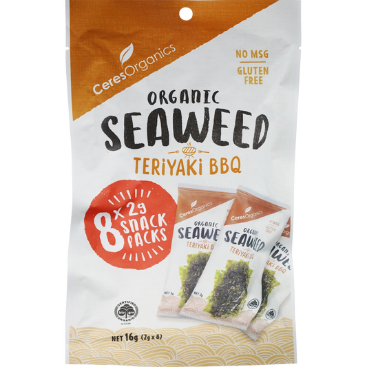 Ceres Organic Roasted Seaweed Multipack Teriyaki BBQ Snack 8 x 2g