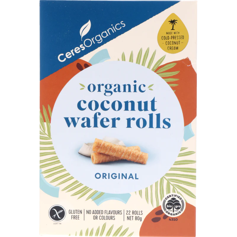 Ceres Organic Coconut Wafer Rolls Original 80g