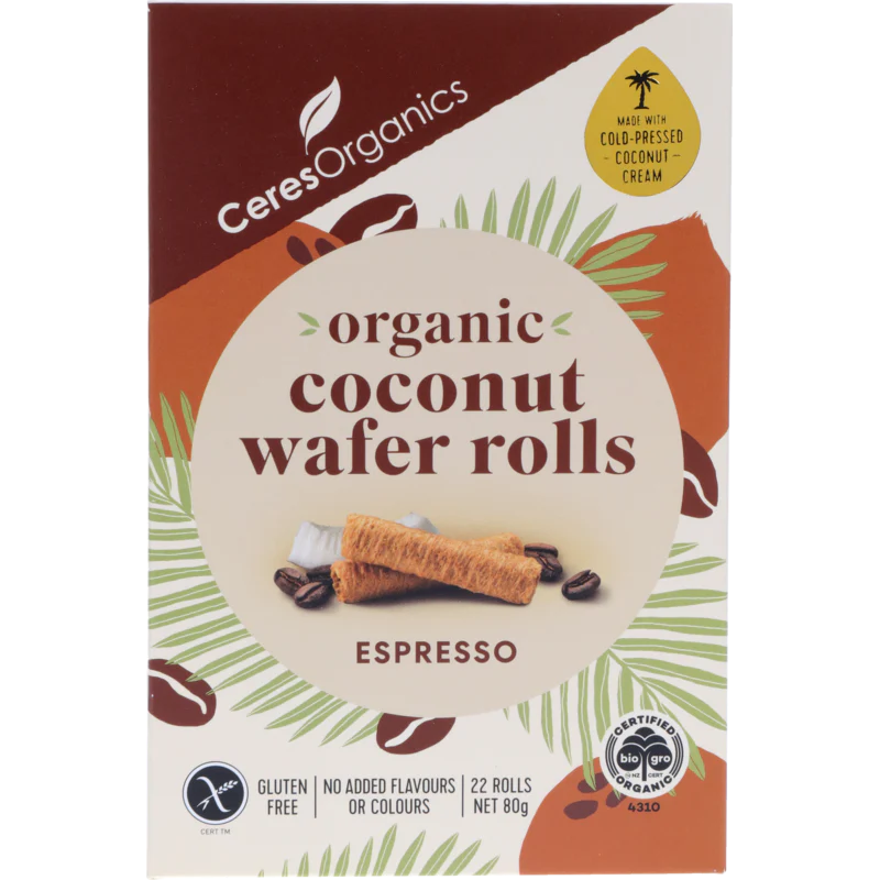 Ceres Organic Coconut Wafer Rolls Espresso 80g