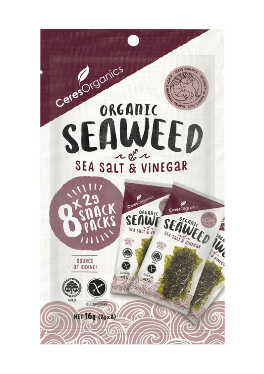 Ceres Organic Roasted Seaweed Multipack Salt & Vinegar Snack 8x2g