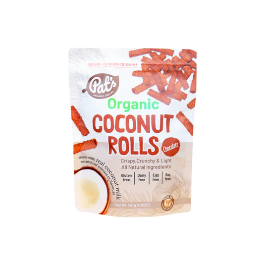 Pat's Organic Coconut Rolls Chocolate 140g