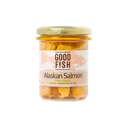 Good Fish Alaskan Salmon in Organic Extra Virgin Olive Oil 195g