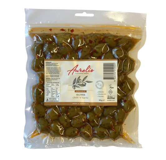 Aurelio Organic Chilli & Garlic Olives 300g