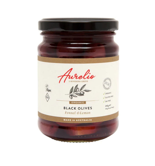 Aurelio Black Olives Fennel & Lemon 240g