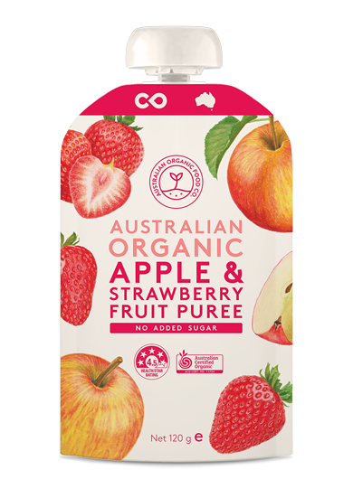 Australian Organic Food Co Organic Fruit Puree Apple & Strawberry 120g