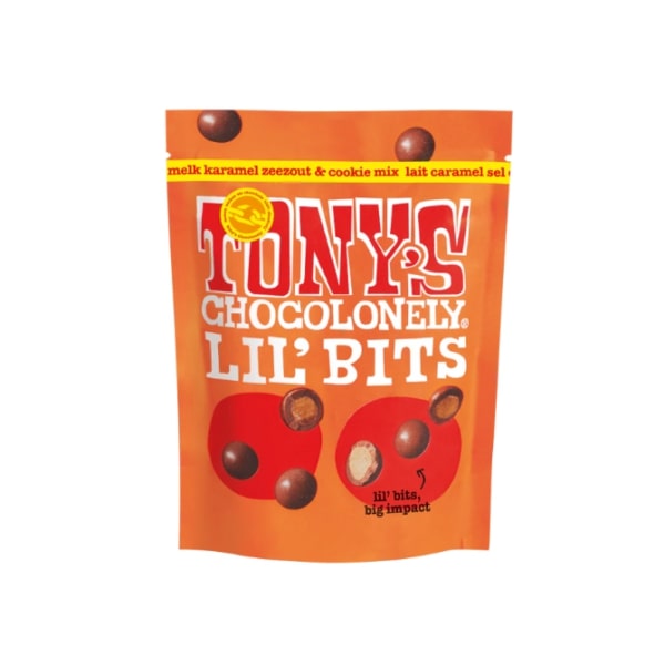 Tony’s Chocolonely Lil’ Bits Milk Caramel Sea Salt & Cookie Mix 113g