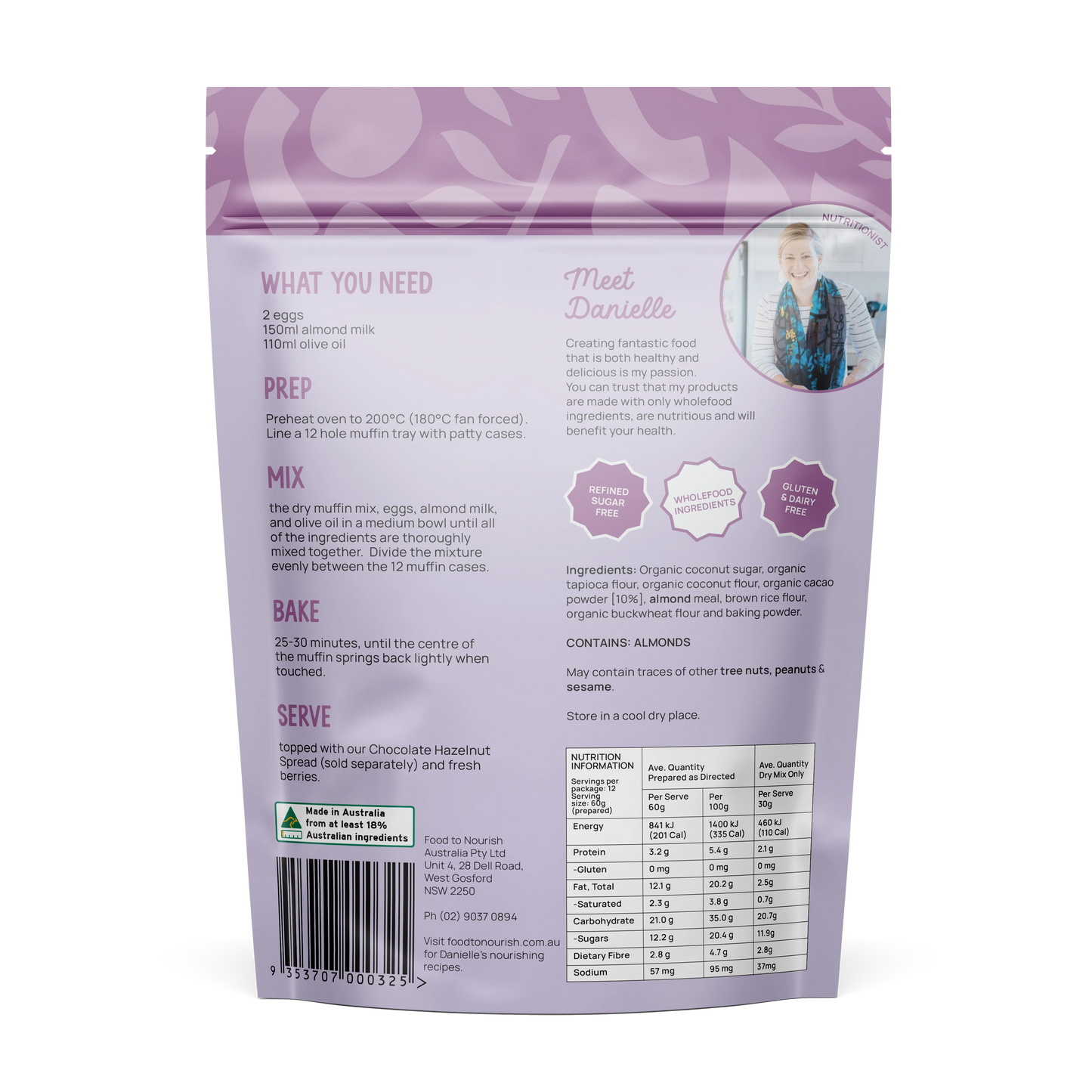 Food to Nourish Chocolate Muffin Mix 360g