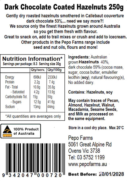 The Artisan Mill Hazelnuts Dark Chocolate 100g