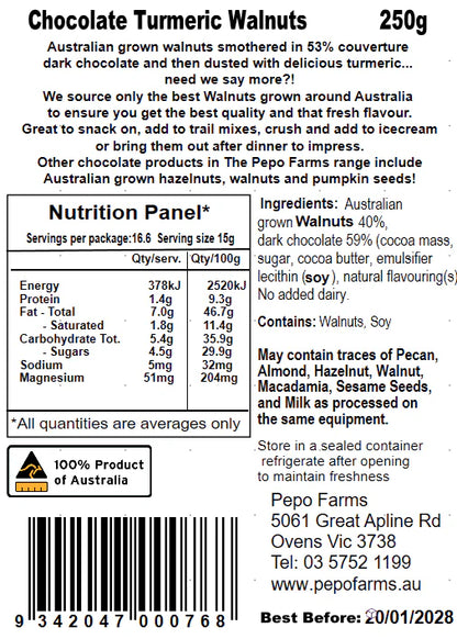 The Artisan Mill Walnuts Dark Chocolate Turmeric 100g