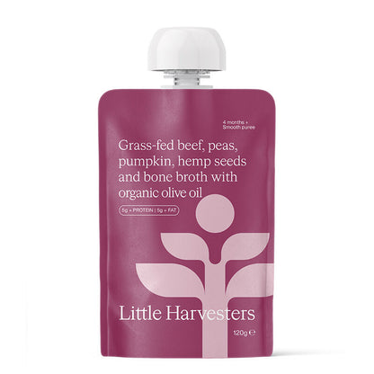 Little Harvesters Puree Pouch Grass Fed Beef & Peas 120g