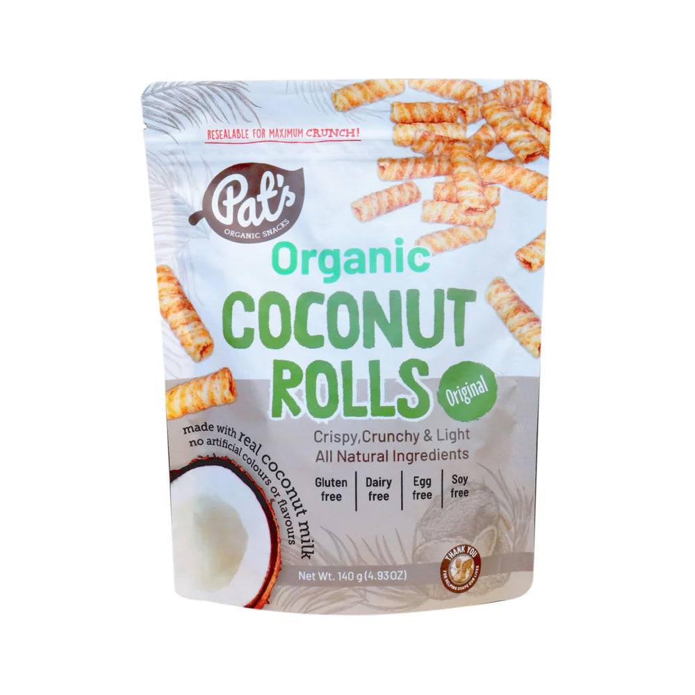 Pat's Organic Coconut Rolls Original 140g