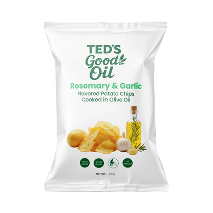 Ted's Good Oil Olive Oil Potato Chips Rosemary & Garlic 130g