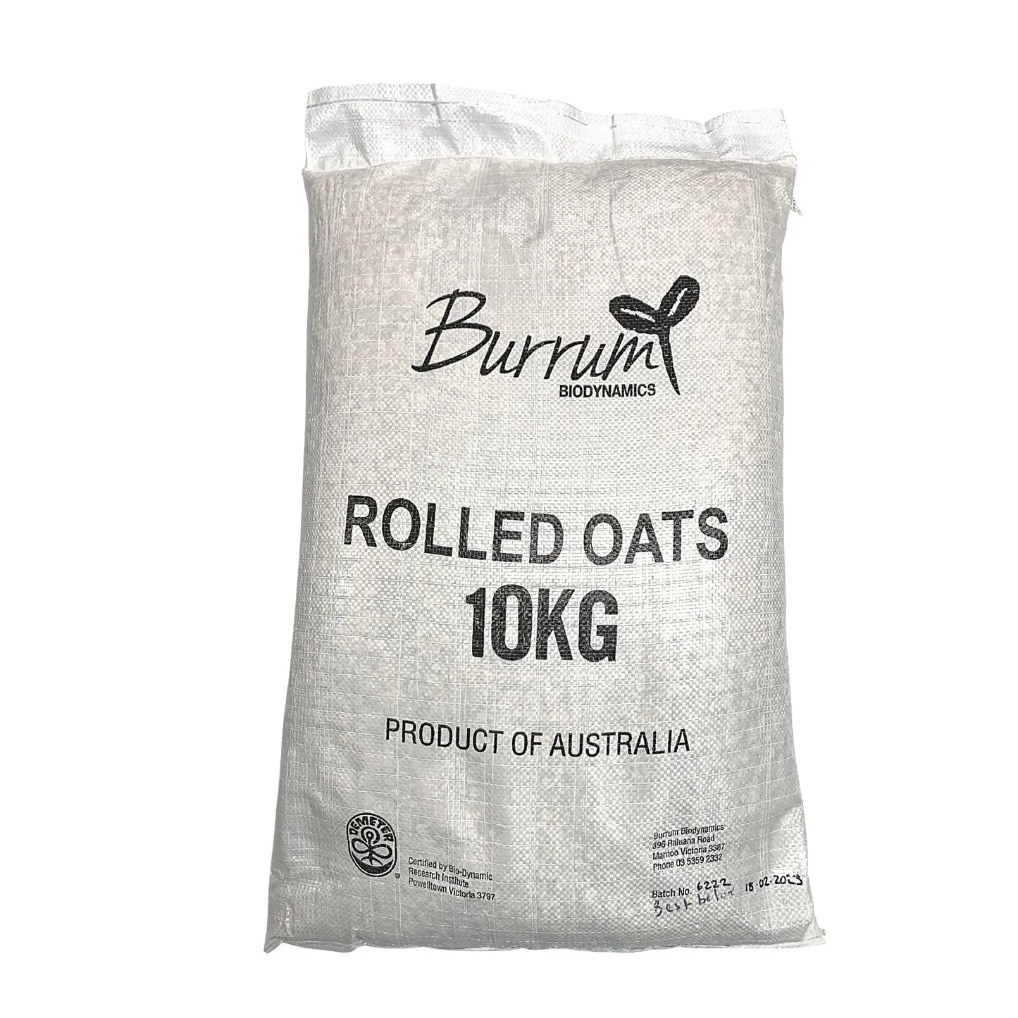 Burrum Biodynamics Biodynamic Oats Rolled 10kg