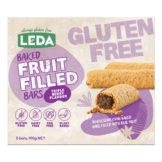 Leda Triple Berry Baked Fruit Filled Bars x 5 Bars 190g