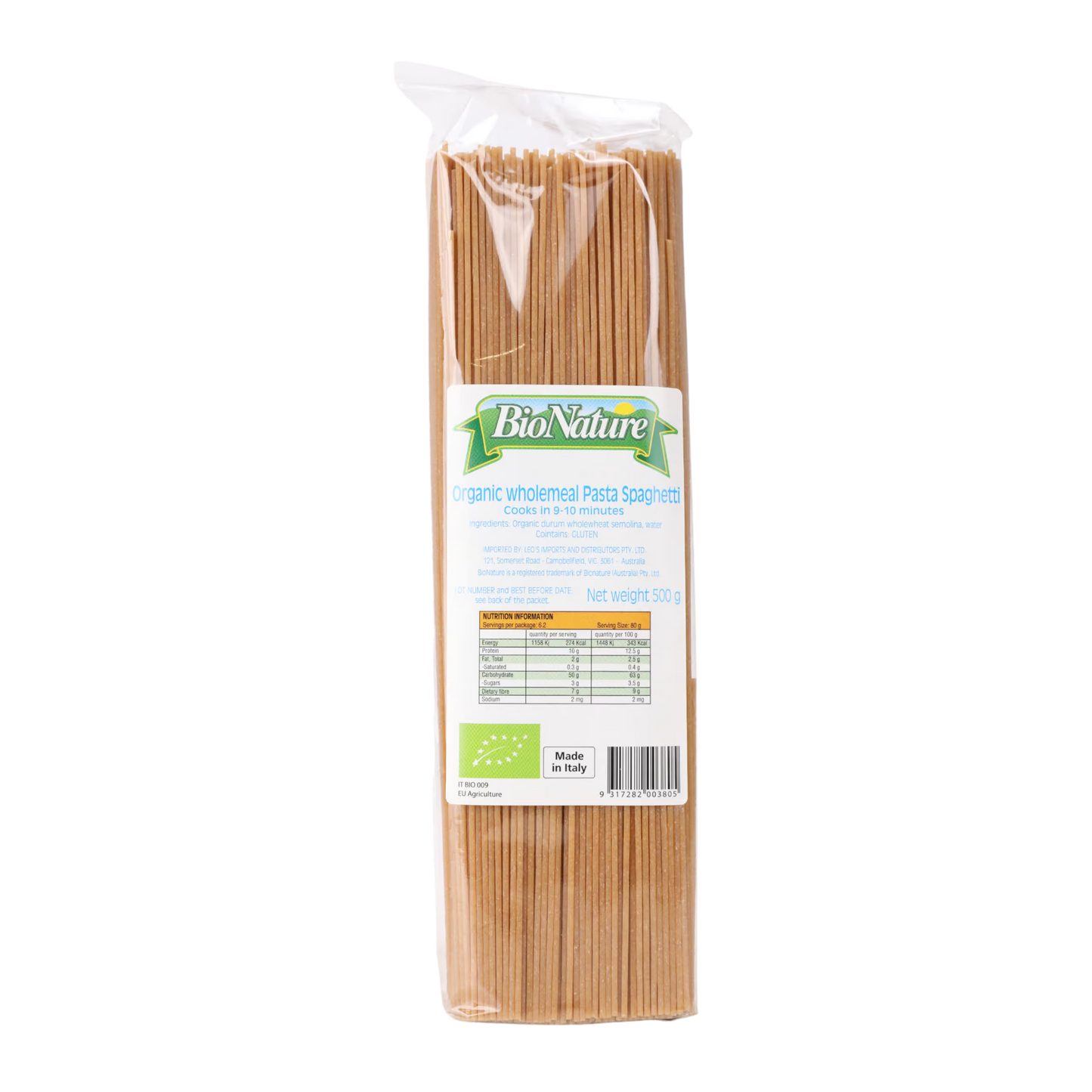 BioNature Organic Wholemeal Spaghetti 500g