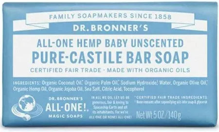 Dr Bronner's Pure Castile Bar Soap Baby Unscented 140g